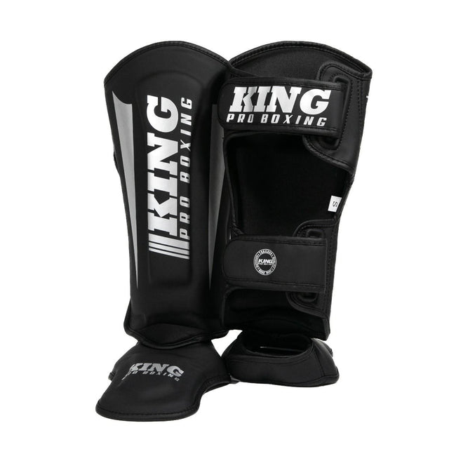 King Pro Boxing Kickboks Scheenbeschermers Revo - Zwart/Zilver
