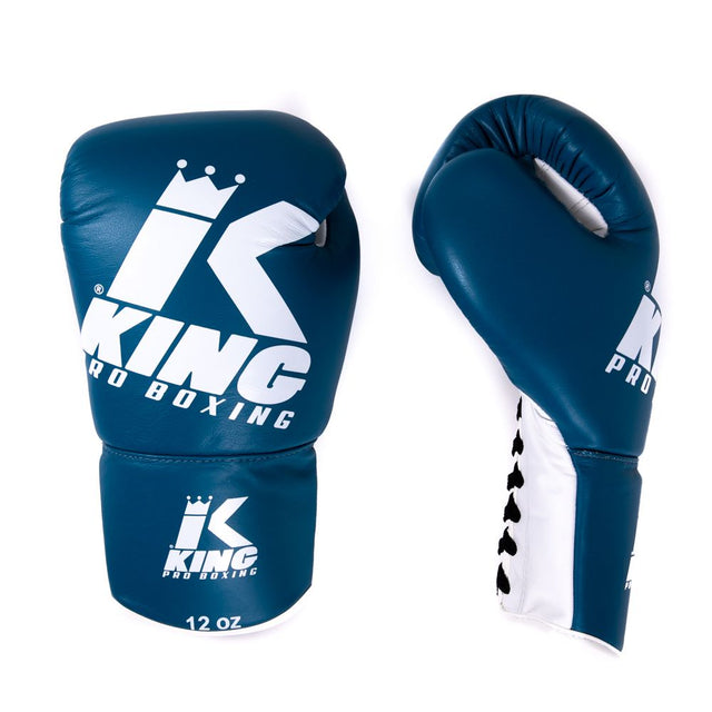 King Pro Boxing Boxhandschuhe BG2 mit Schnürverschluss – Blau/Weiß