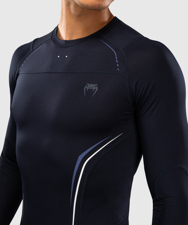 Rashguard Venum G-Core Manches Longues – Bleu Marine/Blanc