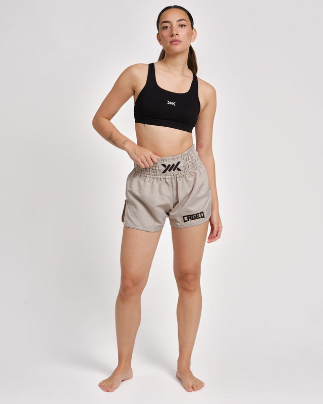 Spodenki Muay Thai Caged Classic – Szaro-czarne Damskie