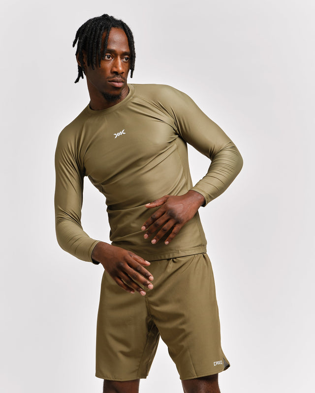 Rashguard Caged Tactical Maniche Lunghe – Verde Militare