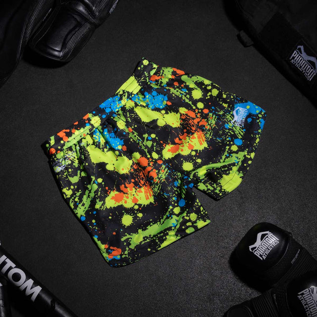 Shorts de MMA Phantom Athletics Fusion Splatter – Noir/Néon