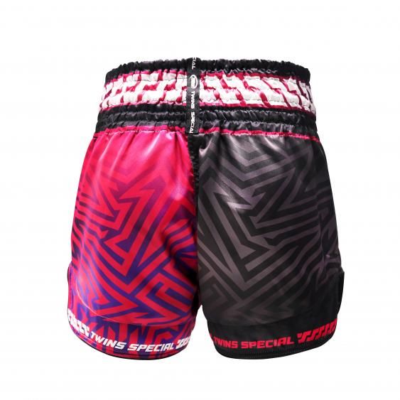 Shorts de Muay Thai Twins TTBL Maze – Noir/Rose