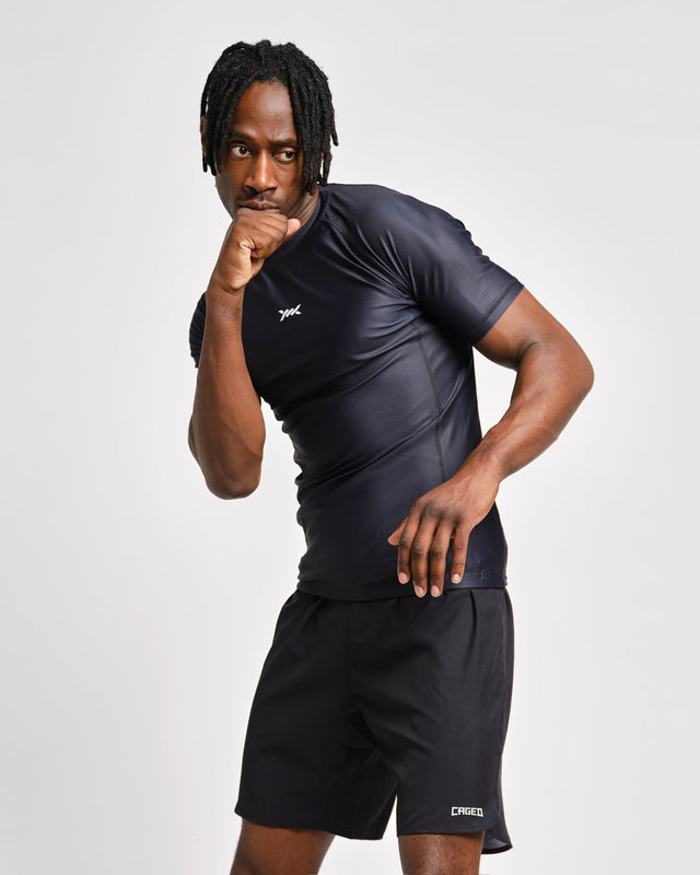 Rashguard Caged Tactical Mangas Cortas – Negro