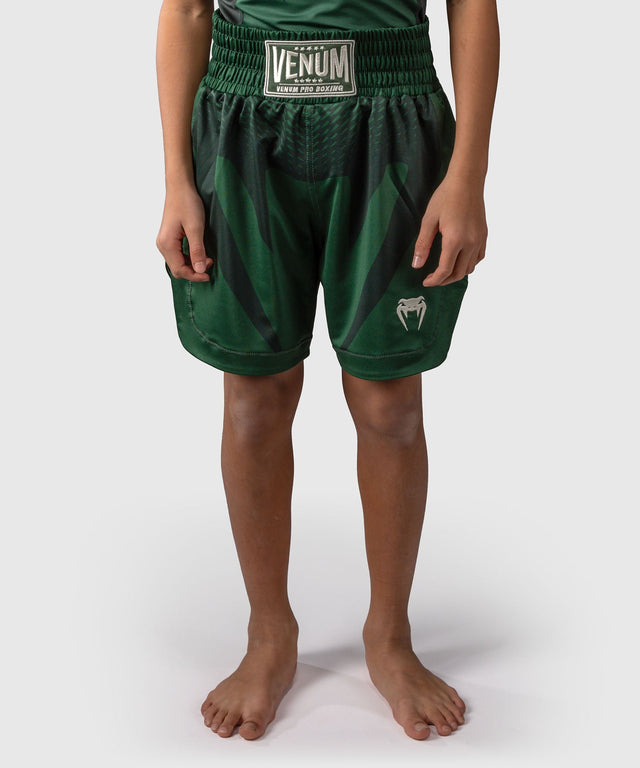 Pantaloncini da boxe Venum Attack Bambini – Verde/Bianco sporco