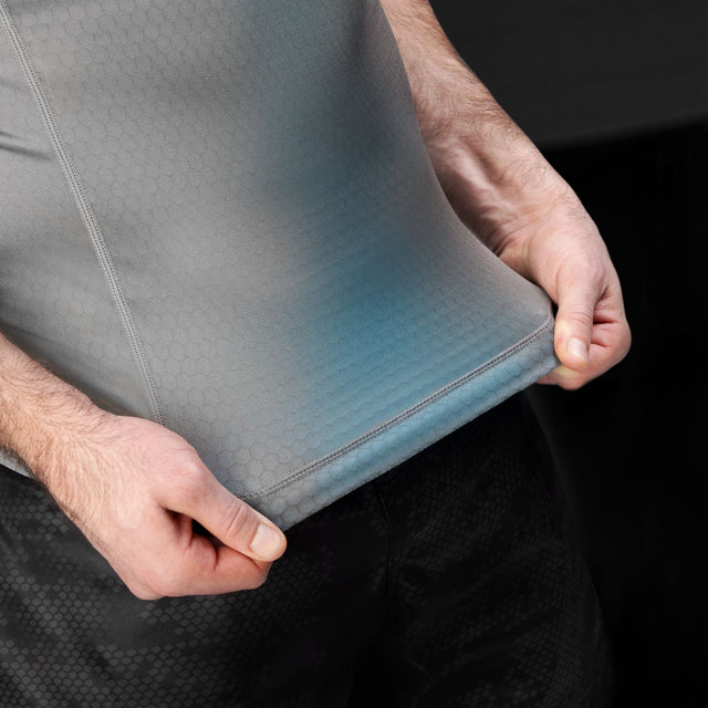 Hayabusa Rashguard Fusion Kurzarm – Grau/Aqua