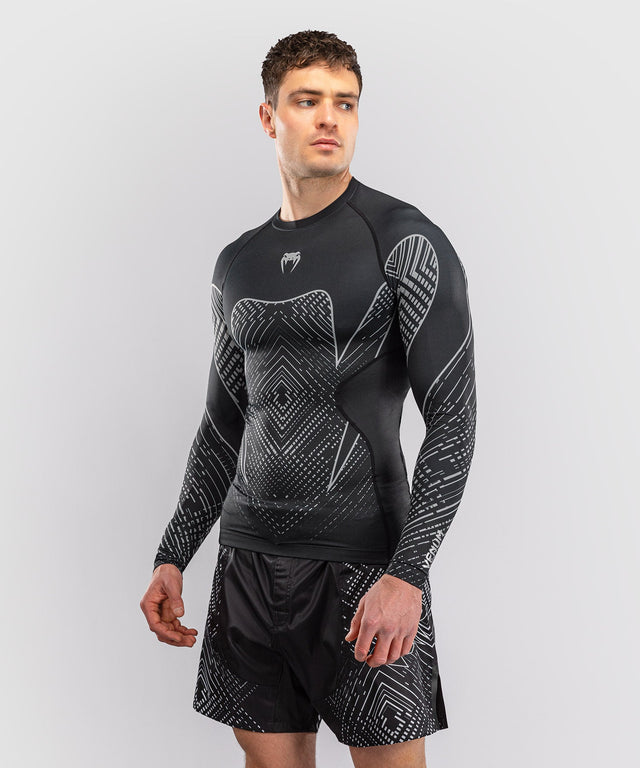 Venum Rashguard Midnight Fury Lange Mouwen - Schwarz/Grau/Silber