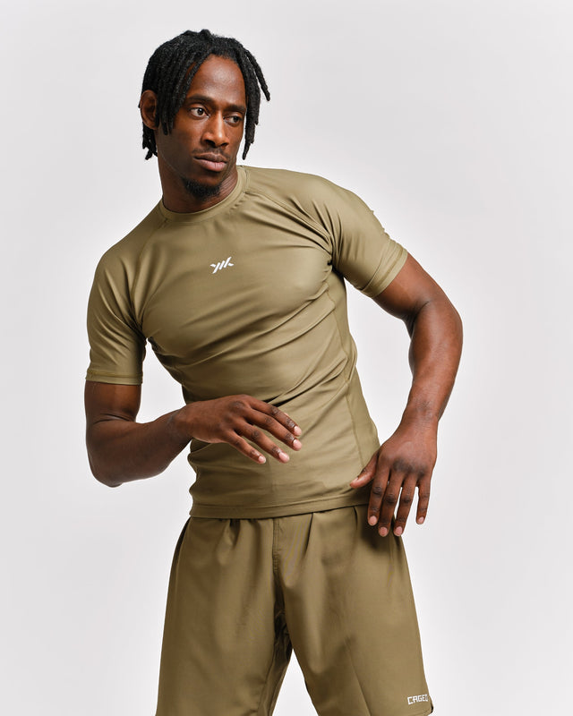 Rashguard Caged Tactical manches courtes – Vert militaire