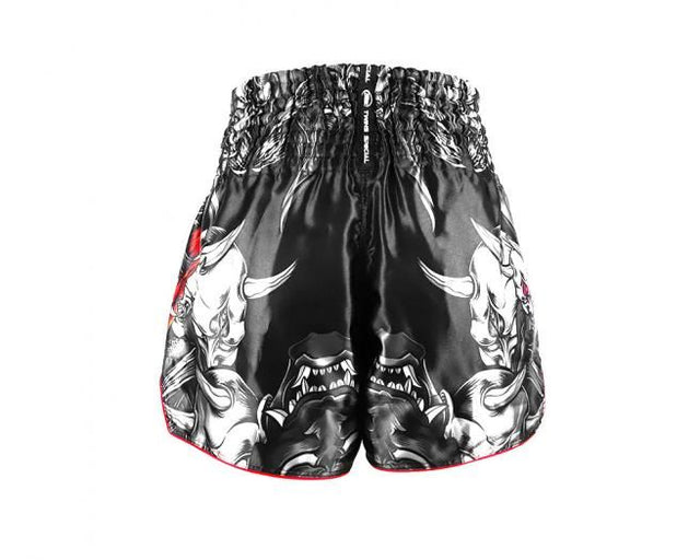 Pantaloncini Muay Thai Twins TTBL Kabuki – Nero/Grigio/Rosso