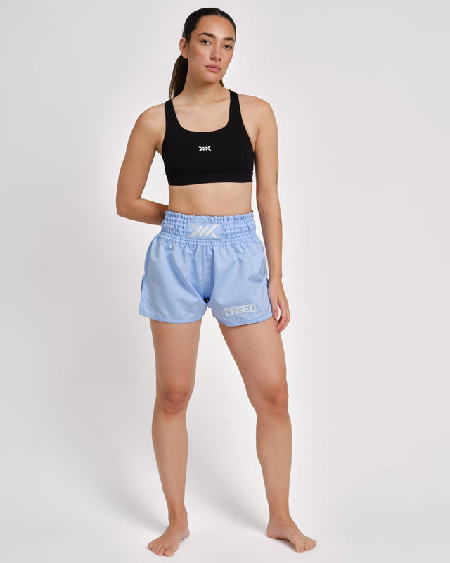 Calções de Muay Thai Caged Classic – Azul claro mulher