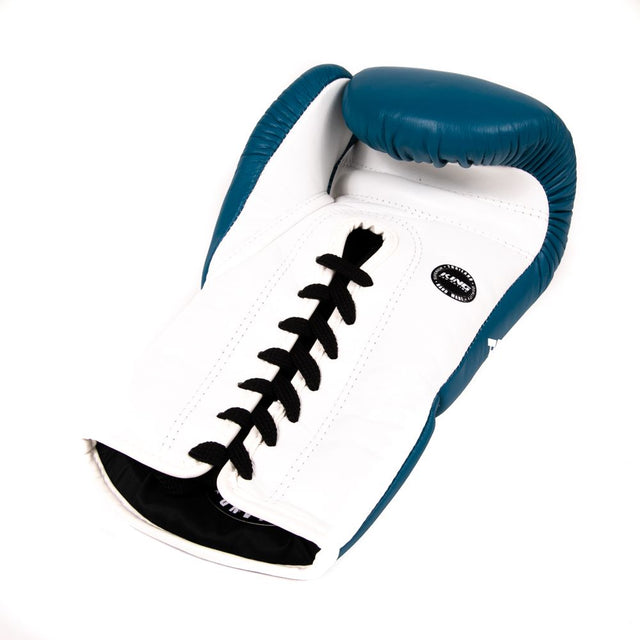 King Pro Boxing Boxhandschuhe BG2 mit Schnürverschluss – Blau/Weiß