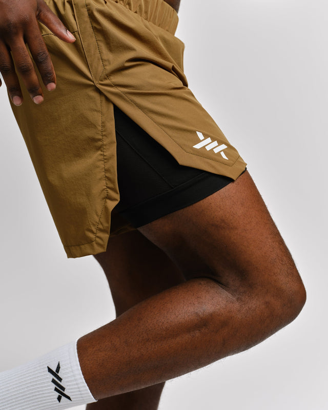Caged 2-in-1 Running Shorts Stride - Olive Green