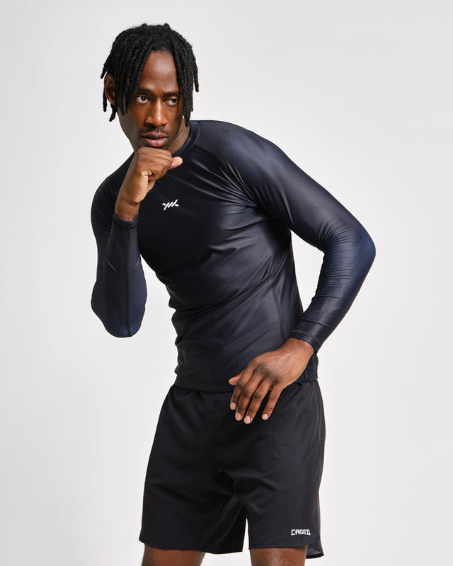 Caged Tactical Rashguard Lange Ärmel – Schwarz