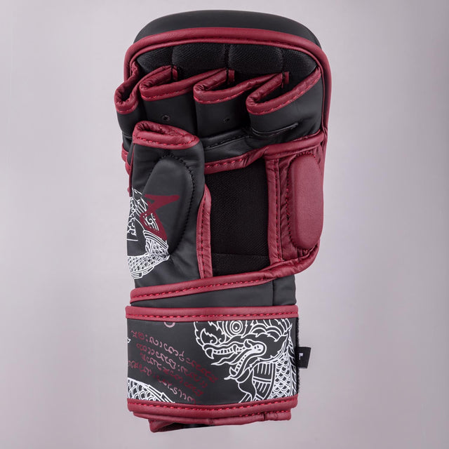 Gants de MMA 8 WEAPONS Sak Yant Naga – Noir/Rouge marron