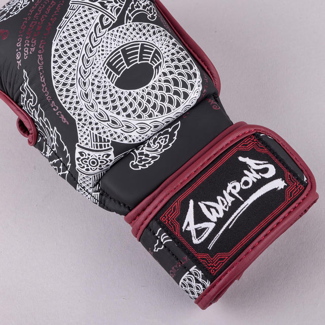 Gants de MMA 8 WEAPONS Sak Yant Naga – Noir/Rouge marron