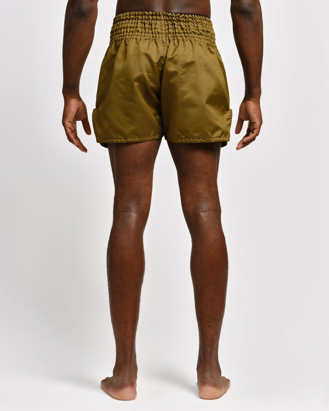 Caged Muay-Thai-Shorts Classic – Khaki Grün/Schwarz