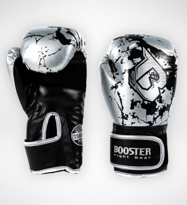 Guantes de boxeo Booster BG Marble Niños – Plata/Negro