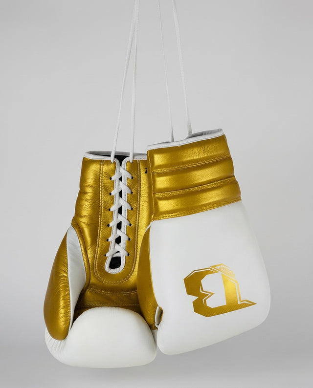 Booster Boxhandschuhe Rapid Strike mit Schnürverschluss - Weiß/Gold