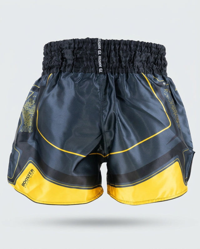 Pantalones de Muay Thai Booster BFG Ignite – Azul marino/Amarillo