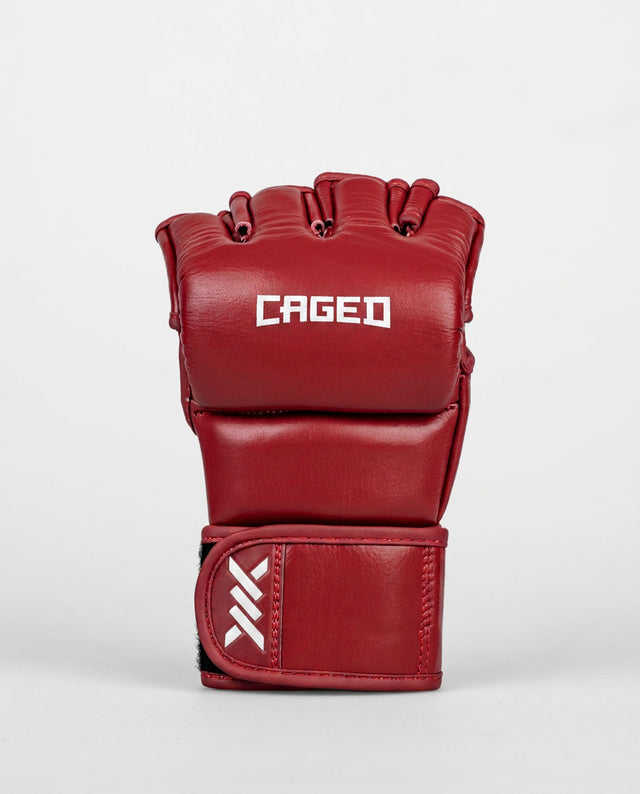 Caged MMA-Handschuhe 'X' Series – Bordeaux Rot/Weiß