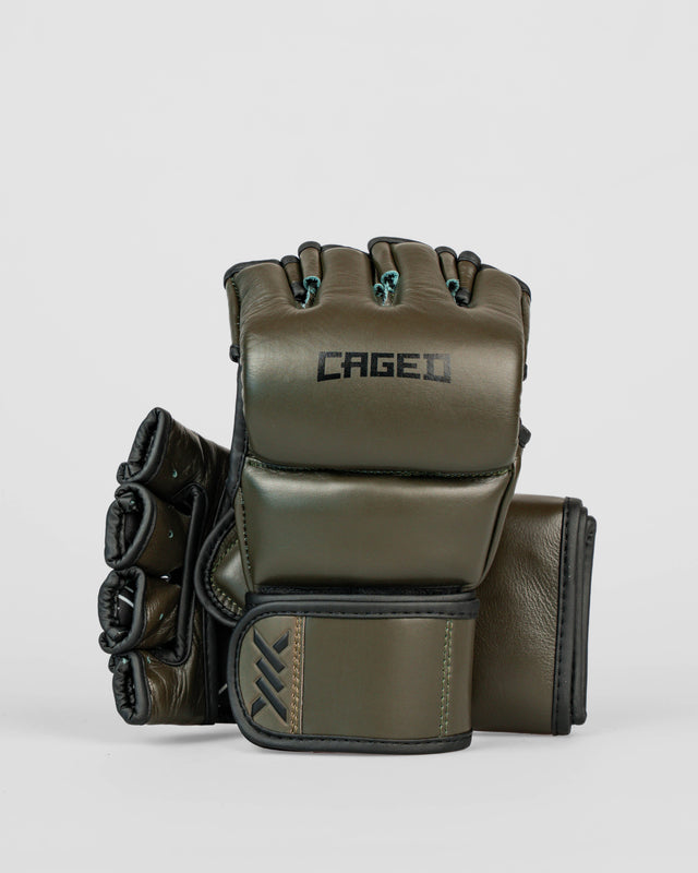 Caged MMA-Handschuhe 'X' Series – Khaki Grün/Schwarz