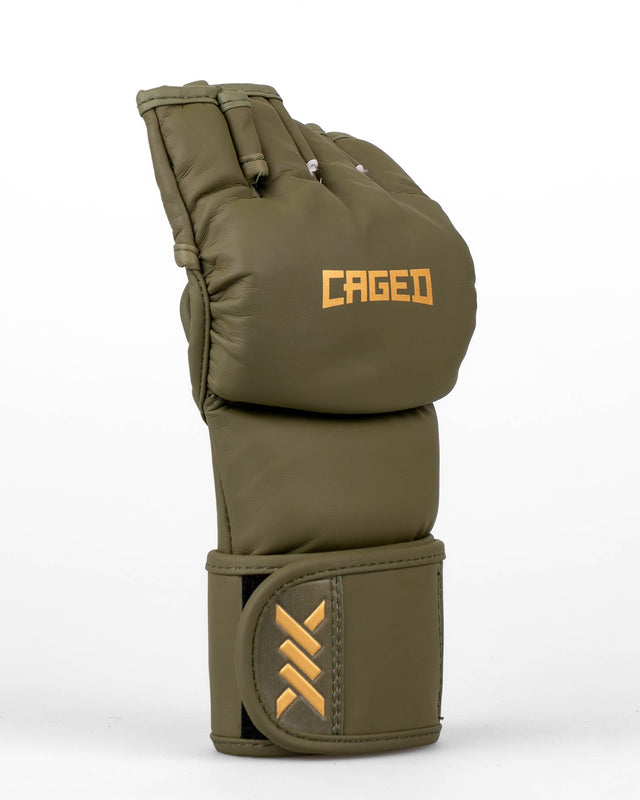 Gants de MMA Caged Shadow – Kaki/Or
