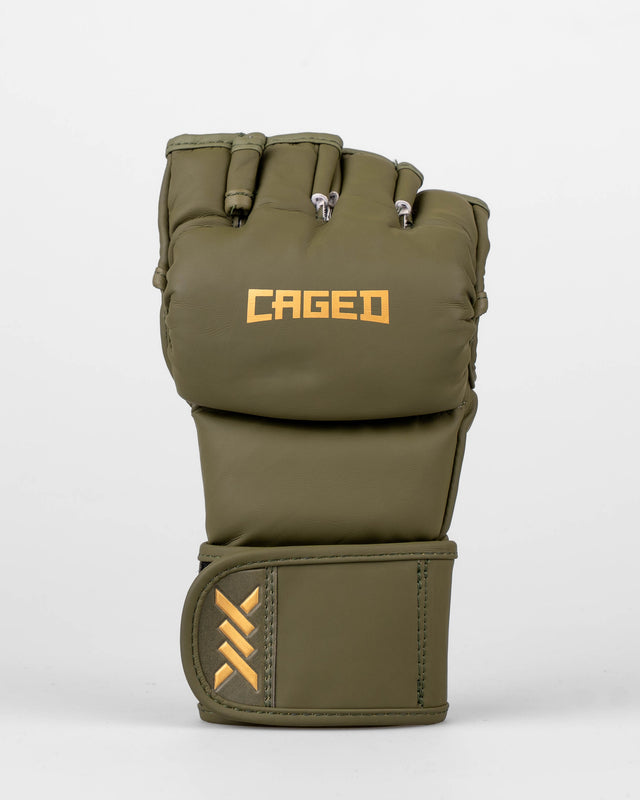 Gants de MMA Caged Shadow – Kaki/Or