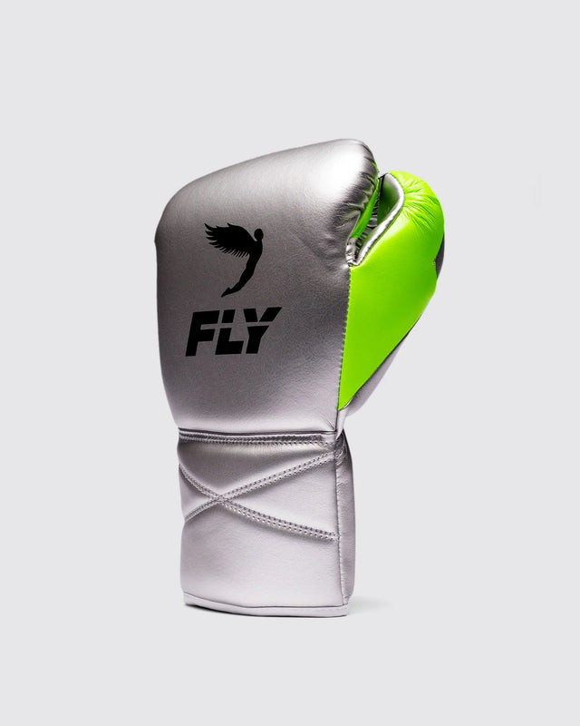 Guantoni da boxe Fly Superlace Pro X 2 – Argento/Verde neon
