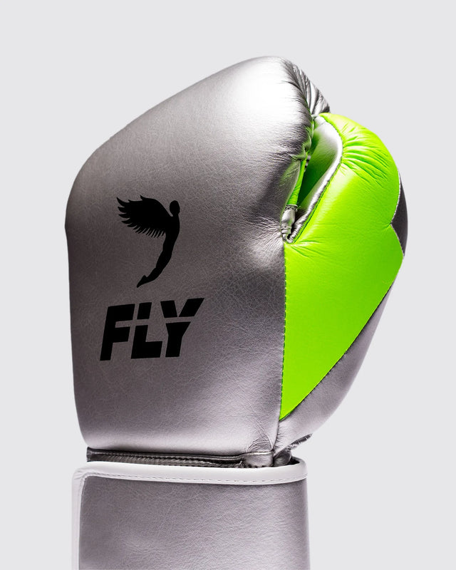 Guantoni da boxe Fly Superloop Pro X 2 – Argento/Verde neon