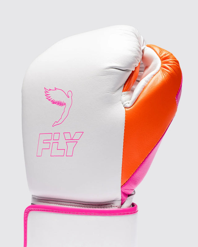 Guantes de boxeo Fly Superloop Pro X 2 – Blanco/Rosa/Naranja