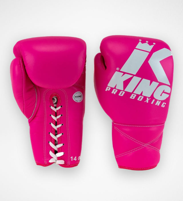 King Pro Boxing Boxhandschuhe XK mit Schnürverschluss – Rosa/Weiß