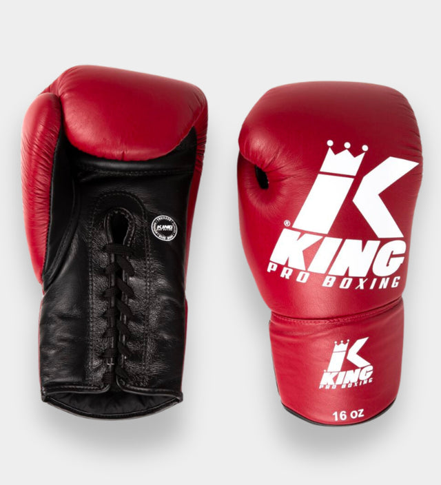 King Pro Boxing Boxhandschuhe BG1 mit Schnürverschluss – Rot/Schwarz