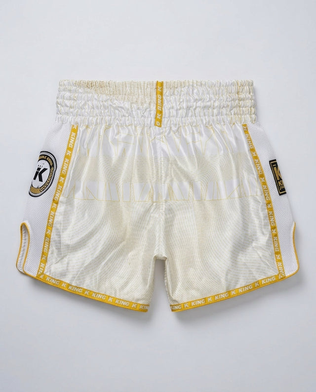 Pantalones de Muay Thai King Pro Boxing '08' – Blanco/Oro