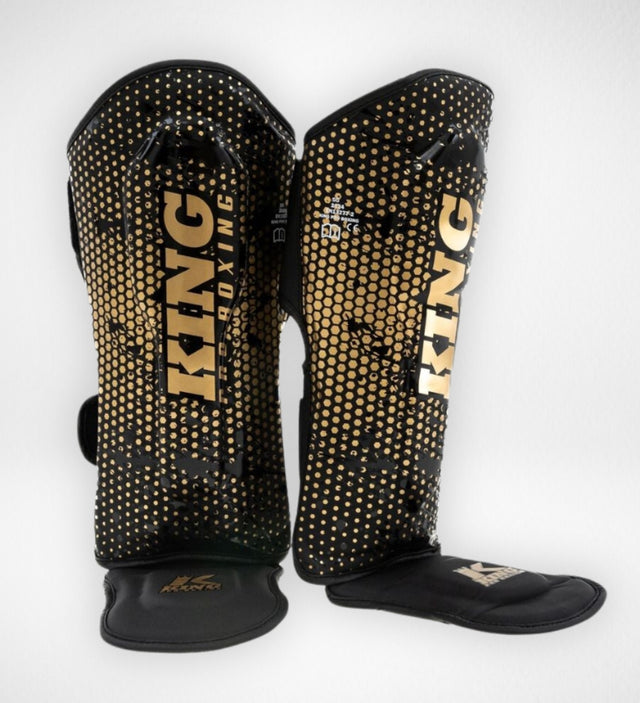 Protège-tibias King Pro Boxing Hexagon Enfant – Noir/Or