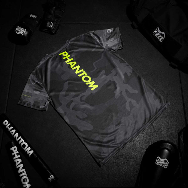 T-shirt d'entraînement Phantom Athletics EVO – Noir Camo/Néon