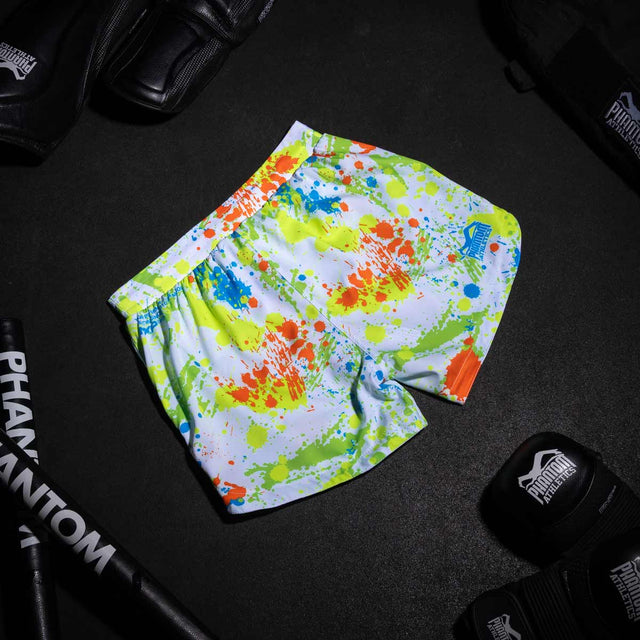 Phantom Athletics MMA Shorts Fusion Splatter – White/Neon