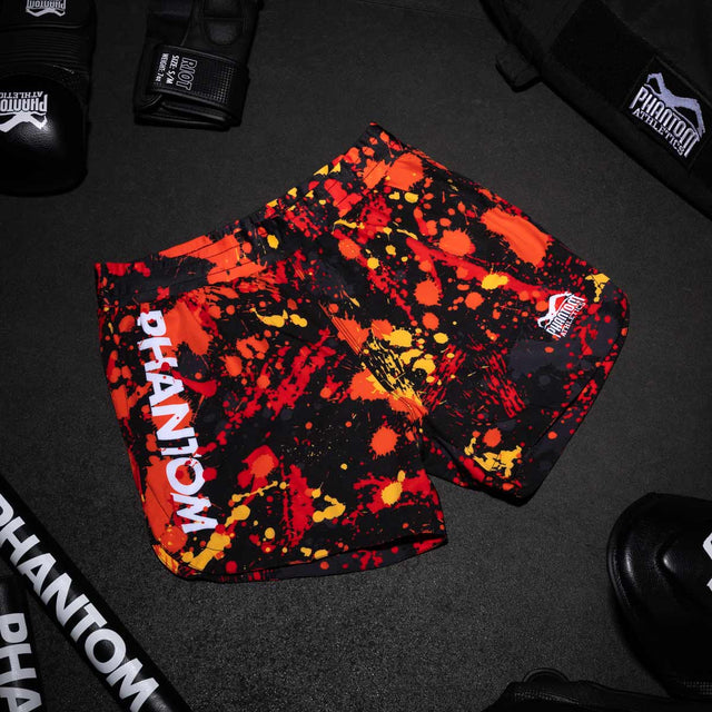 Phantom Athletics MMA-Shorts Fusion Splatter – Rot/Orange