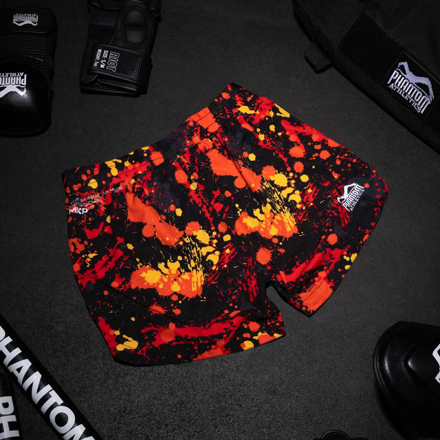 Phantom Athletics MMA-Shorts Fusion Splatter – Rot/Orange