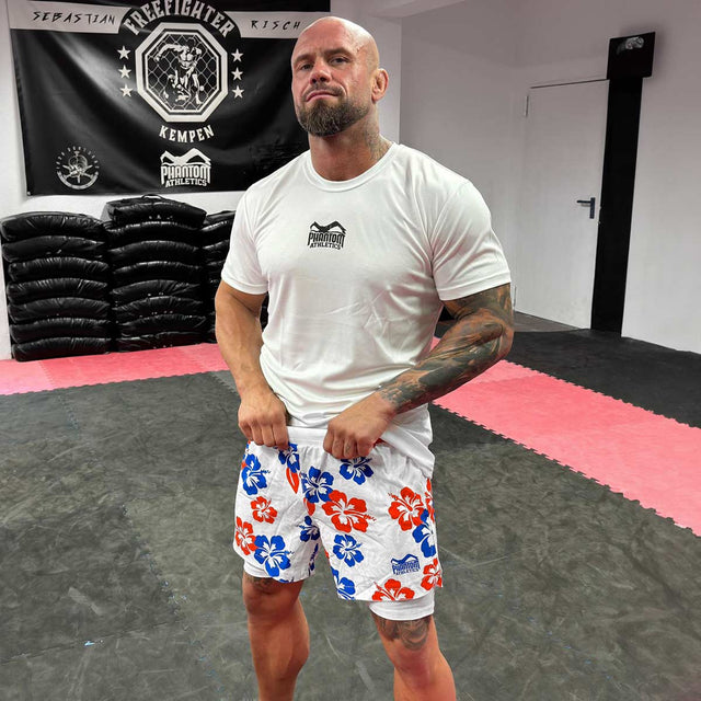 Shorts de MMA Phantom Athletics Fusion 2in1 – Blanc/Bleu/Rouge