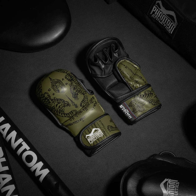 Gants de sparring MMA Phantom Athletics Muay Thai – Vert militaire