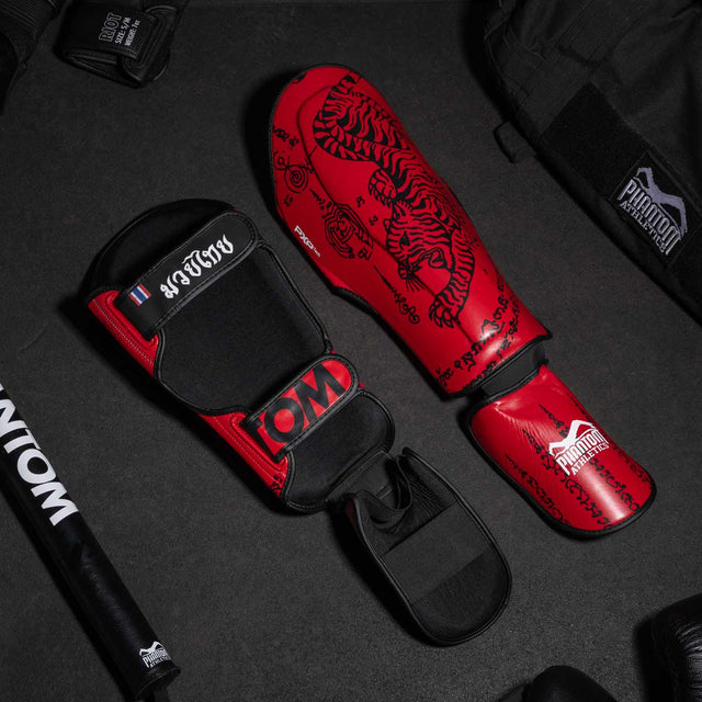 Protège-tibias Phantom Athletics Muay Thai – Rouge