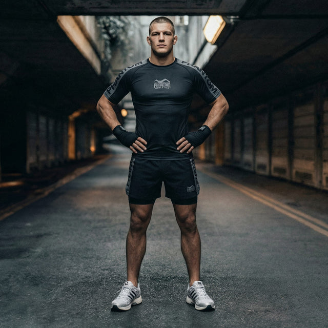 Rashguard Phantom Athletics EVO Apex Maniche Corte – Nero/Grigio