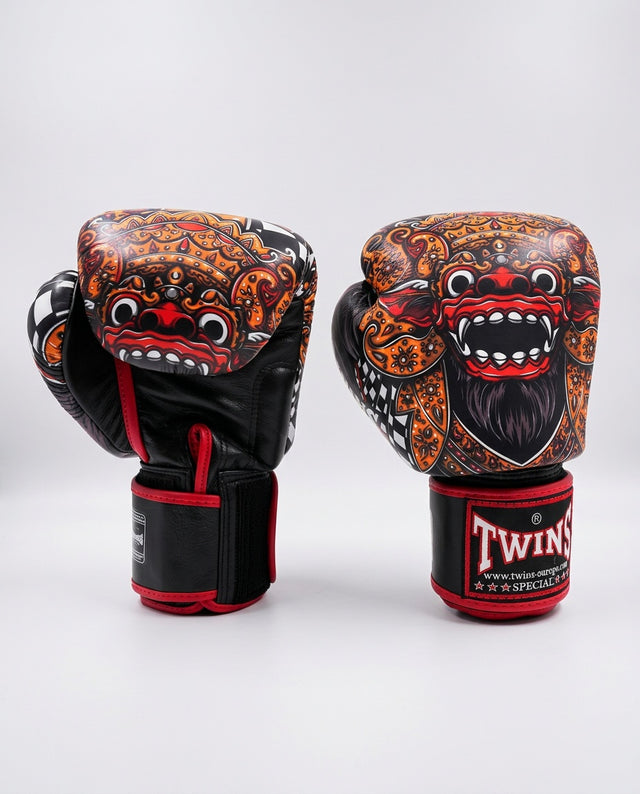 Luvas de boxe Twins FBGVL3 Barong – Preto/Vermelho/Laranja