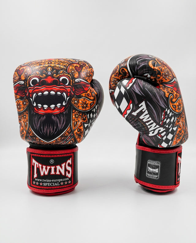 Luvas de boxe Twins FBGVL3 Barong – Preto/Vermelho/Laranja