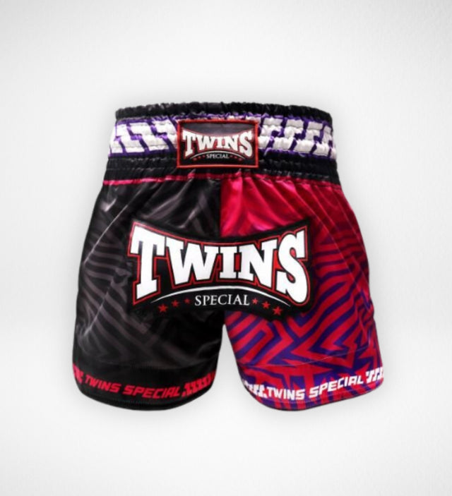 Shorts de Muay Thai Twins TTBL Maze – Noir/Rose