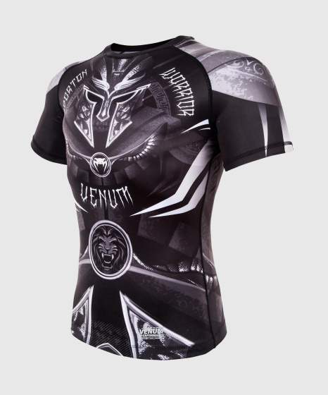 Rashguard Venum Gladiator 3.0 Maniche Corte – Nero/Grigio/Bianco