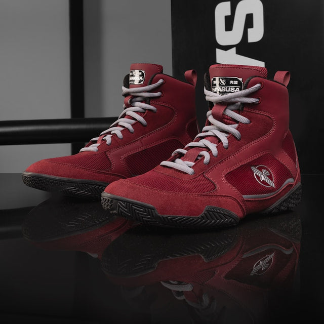 Scarpe da boxe Hayabusa Pro – Bordeaux/Grigio