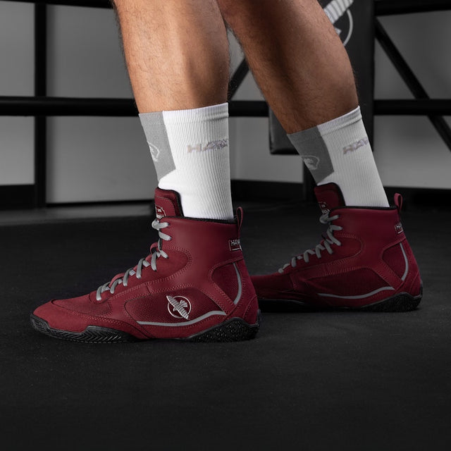 Scarpe da boxe Hayabusa Pro – Bordeaux/Grigio