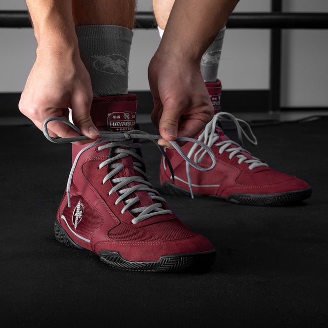Scarpe da boxe Hayabusa Pro – Bordeaux/Grigio