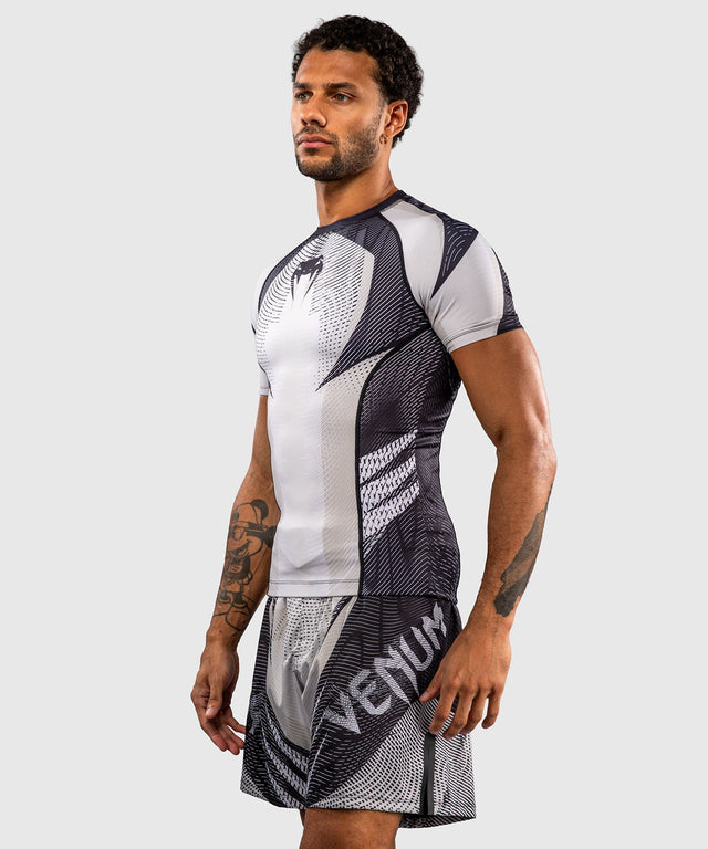 Venum Rashguard Galactic 3.0 Korte Mouwen - Offwhite/Zwart